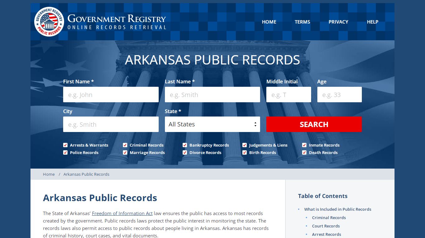 Arkansas Public Records Public Records - GovernmentRegistry