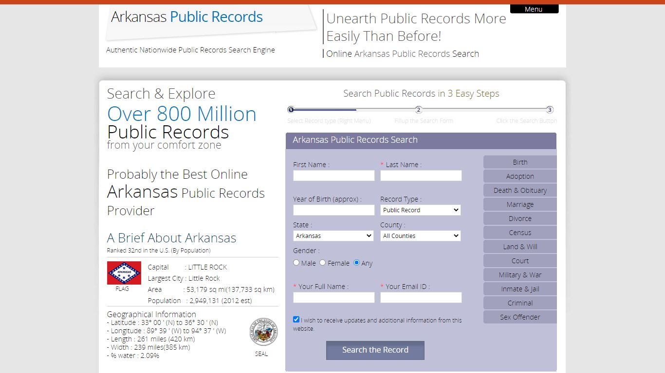 Find Arkansas Public Records. Public Records of Arkansas.